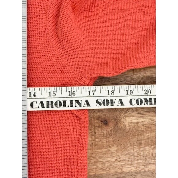 Tommy Bahama Orange Waffle Knit Buttons V Neck Cotton Y2K Preppy Beach Scalloped - Picture 9 of 11